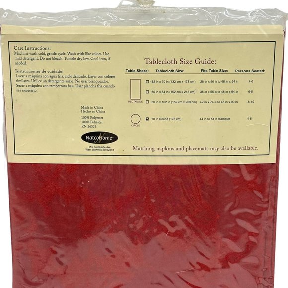 At Home Poinsettia Damask Tablecloth 70 Inch Round Red Table Linen Decor Holiday - Picture 5 of 7